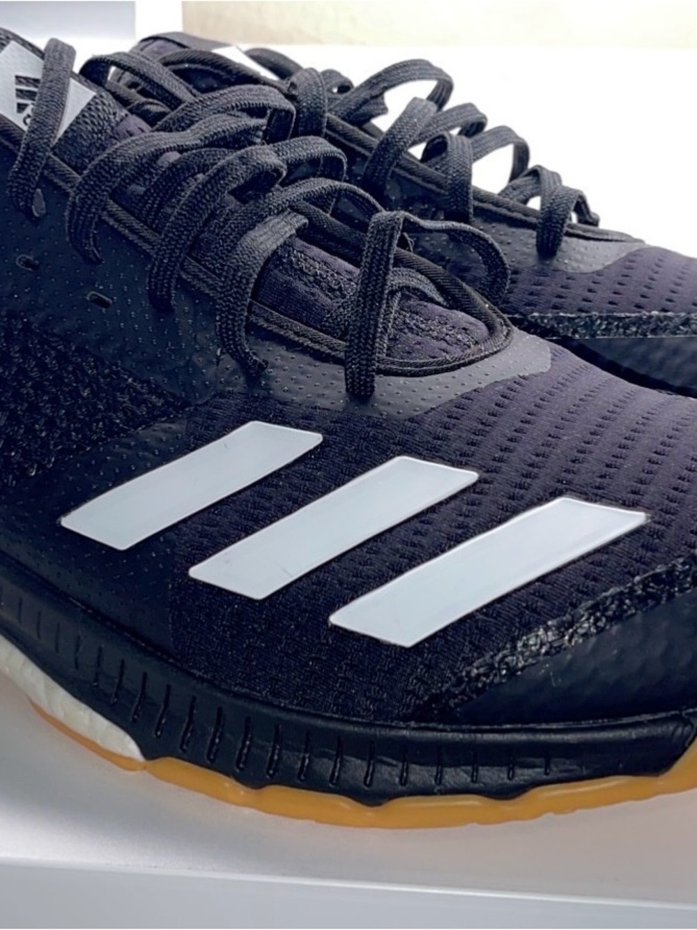 adidas Black Sneakers with White Three-Stripes and Gum Outsole